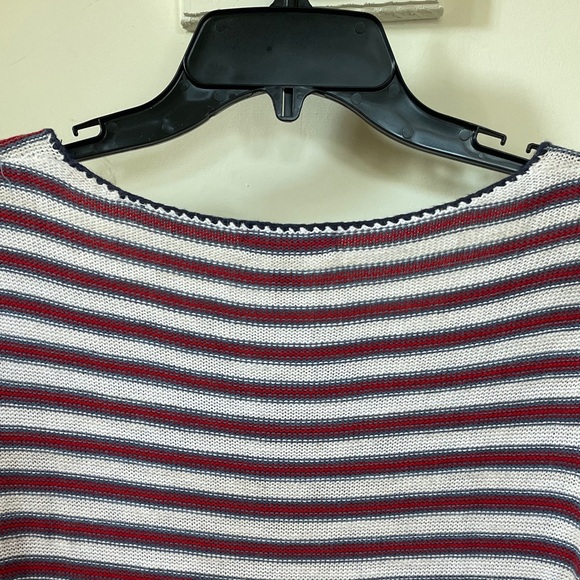 Lauren Ralph Lauren Striped Lace-Up Sweater Red White Navy Cotton Size S Small - Picture 9 of 12